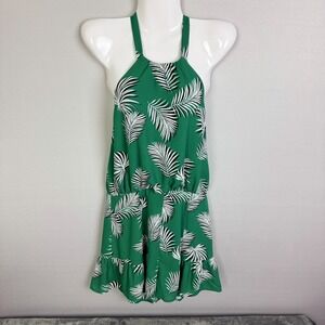 Forever 21‎ Contemporary Women's Green and White Playsuit-romper Sz M